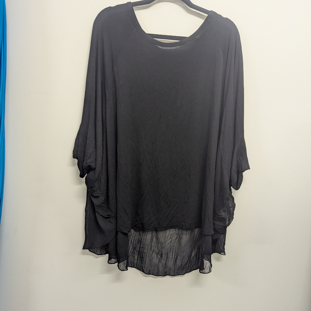 Lane Bryant Black Layered Sheer-Hem Tunic